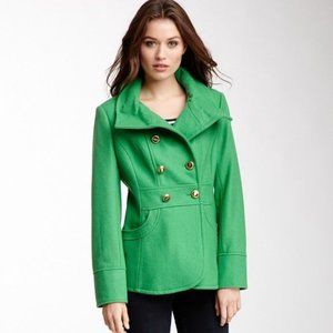 Kenneth Cole Wool Blend Green Funnel Collar Peacoat size 4P